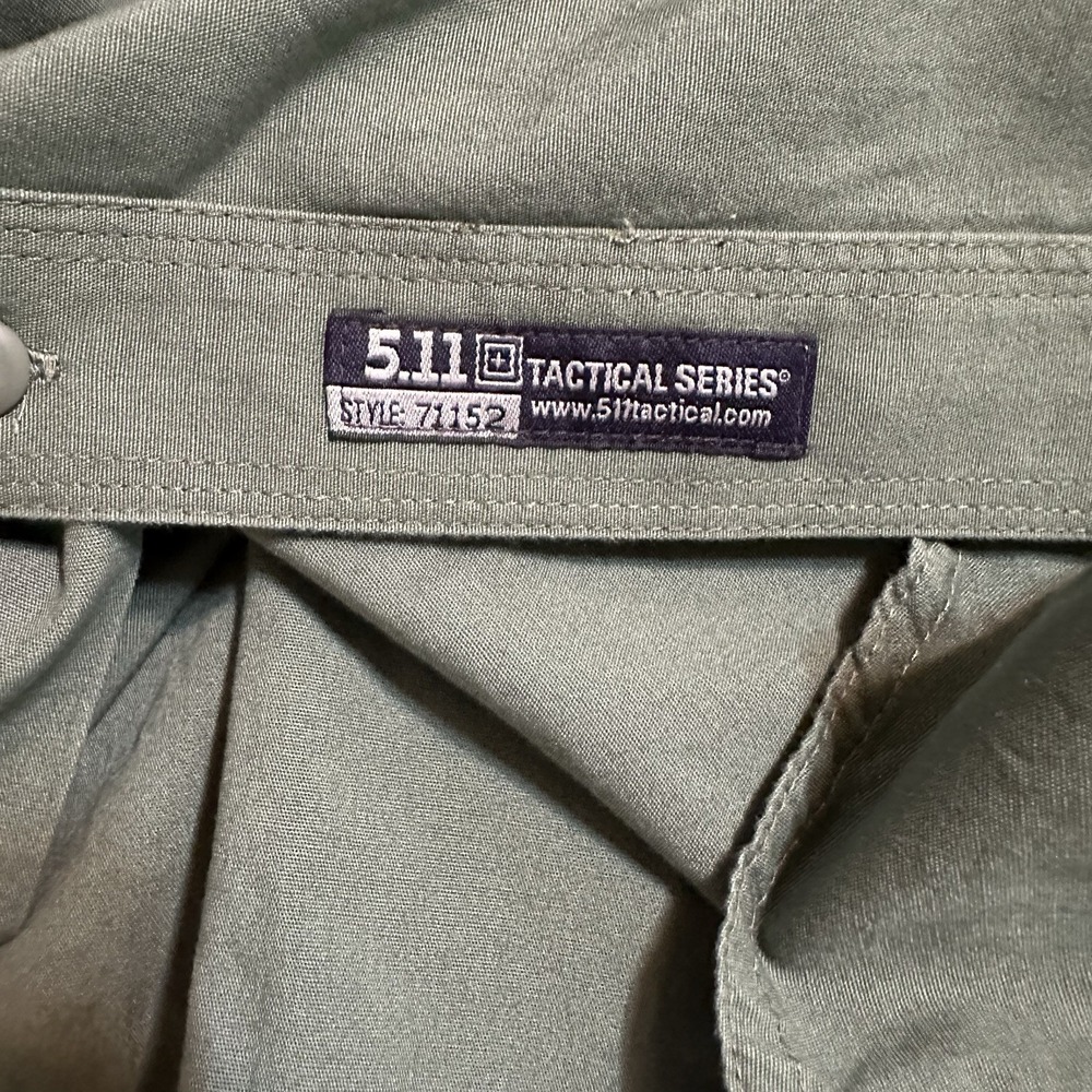 5.11 Tactical Men's XL SS Military Green Shirt Button Front Pockets Vented - Picture 6 of 7